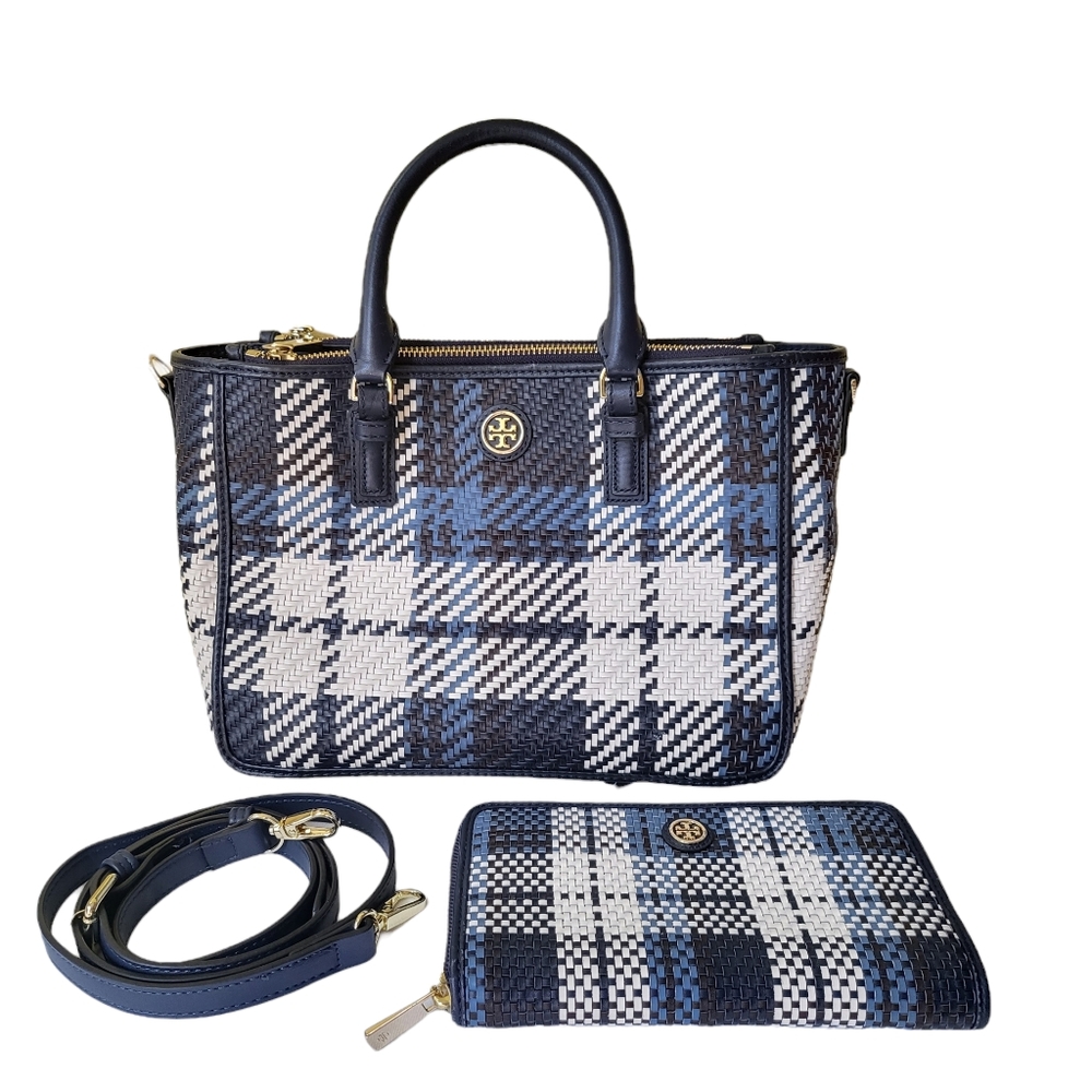 Tory Burch Robinson Woven Satchel & Matching Wallet